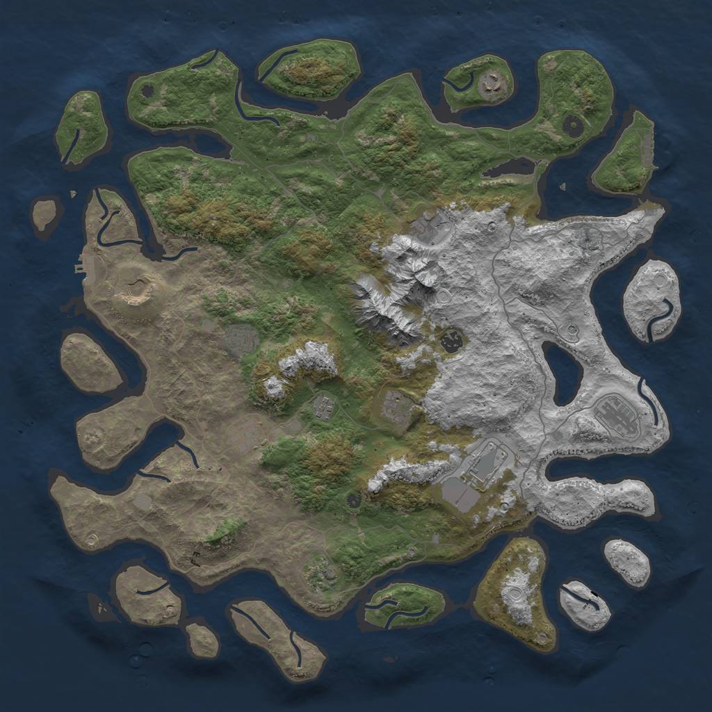 Rust Map: Procedural Map, Size: 5000, Seed: 494348862, 19 Monuments