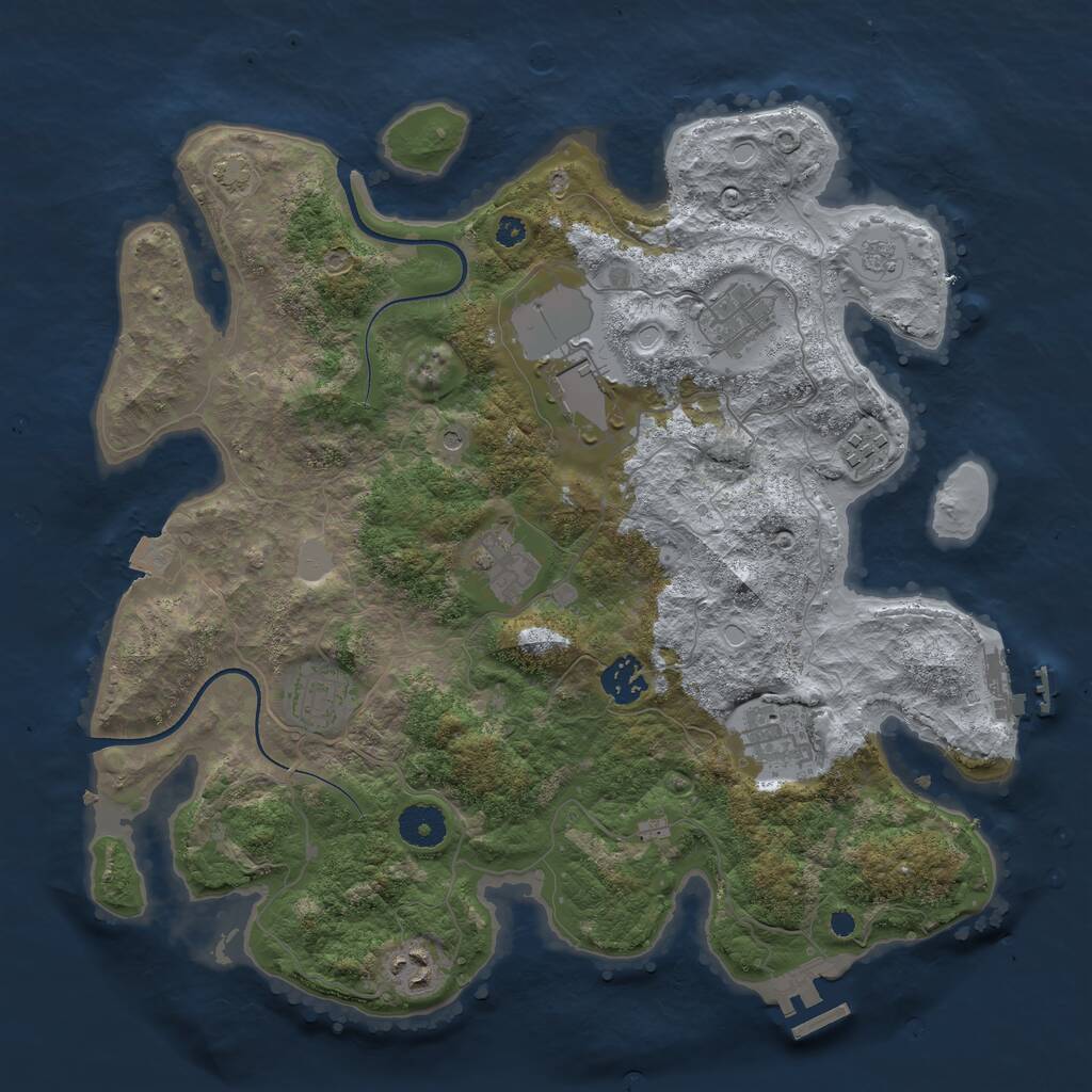 Rust Map: Procedural Map, Size: 3600, Seed: 2080402559, 14 Monuments
