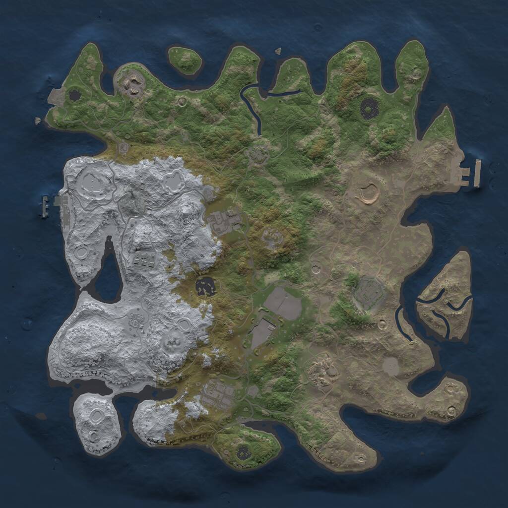 Rust Map: Procedural Map, Size: 3700, Seed: 1451257363, 15 Monuments