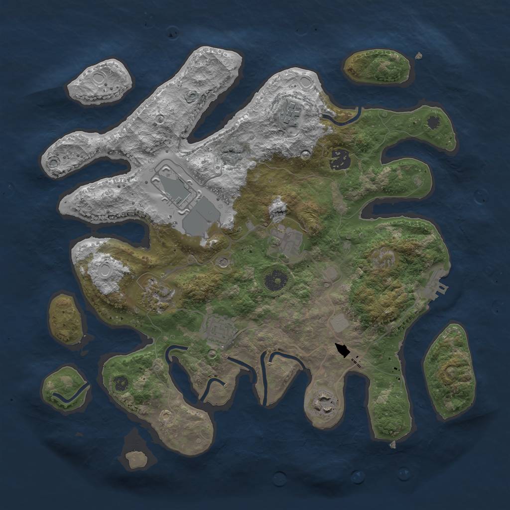 Rust Map: Procedural Map, Size: 3500, Seed: 68193072, 14 Monuments