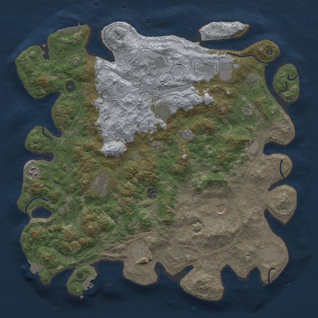 Rust Map: Procedural Map, Size: 4500, Seed: 2032880021, 19 Monuments