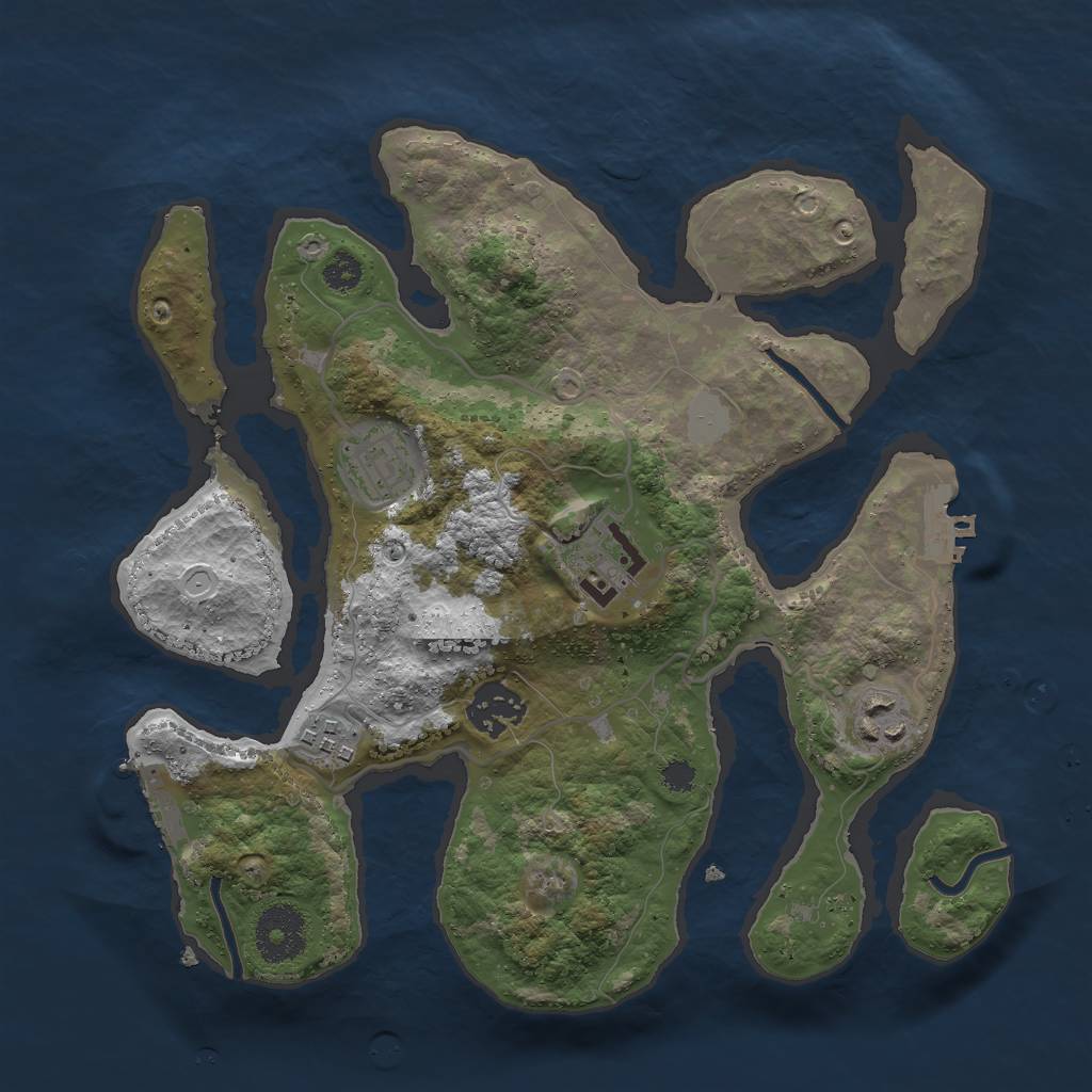 Rust Map: Procedural Map, Size: 3000, Seed: 875285539, 12 Monuments