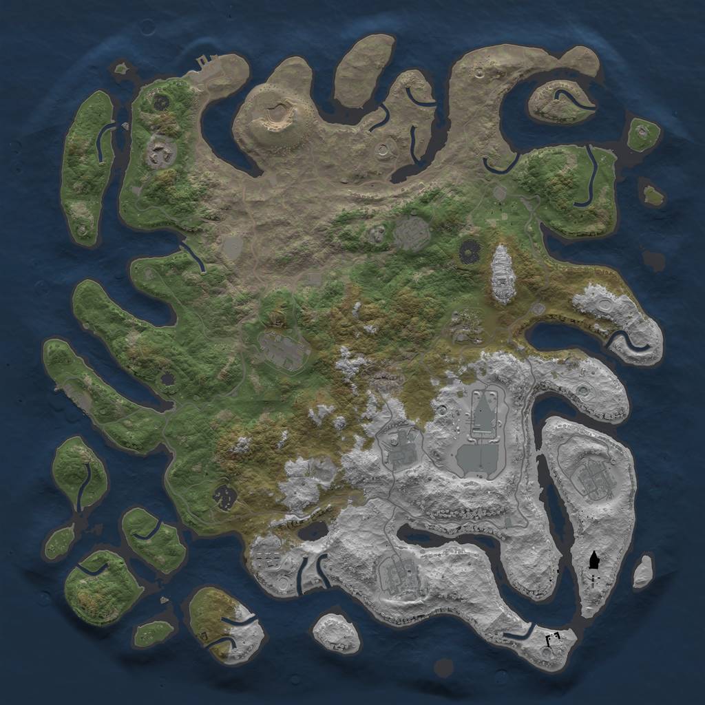 Rust Map: Procedural Map, Size: 4500, Seed: 1351122727, 19 Monuments