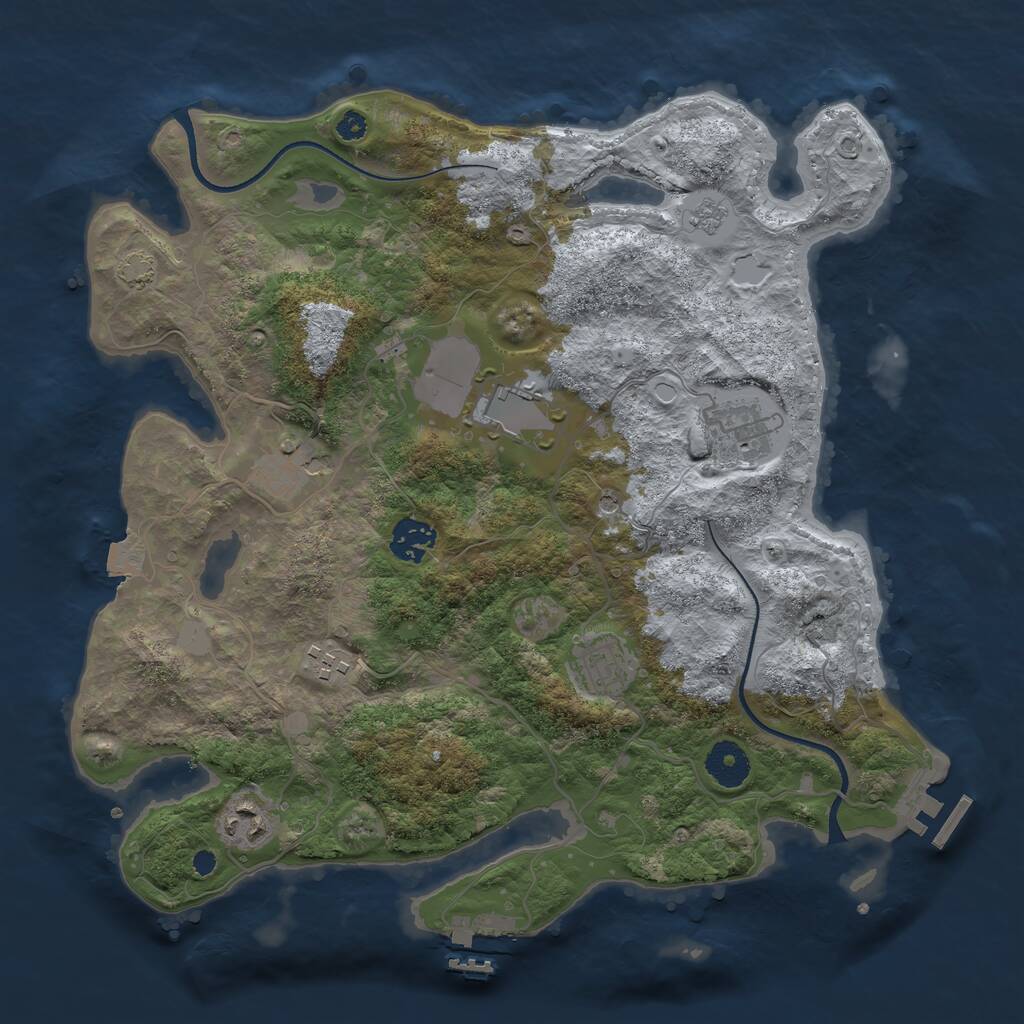Rust Map: Procedural Map, Size: 3500, Seed: 1123130833, 13 Monuments