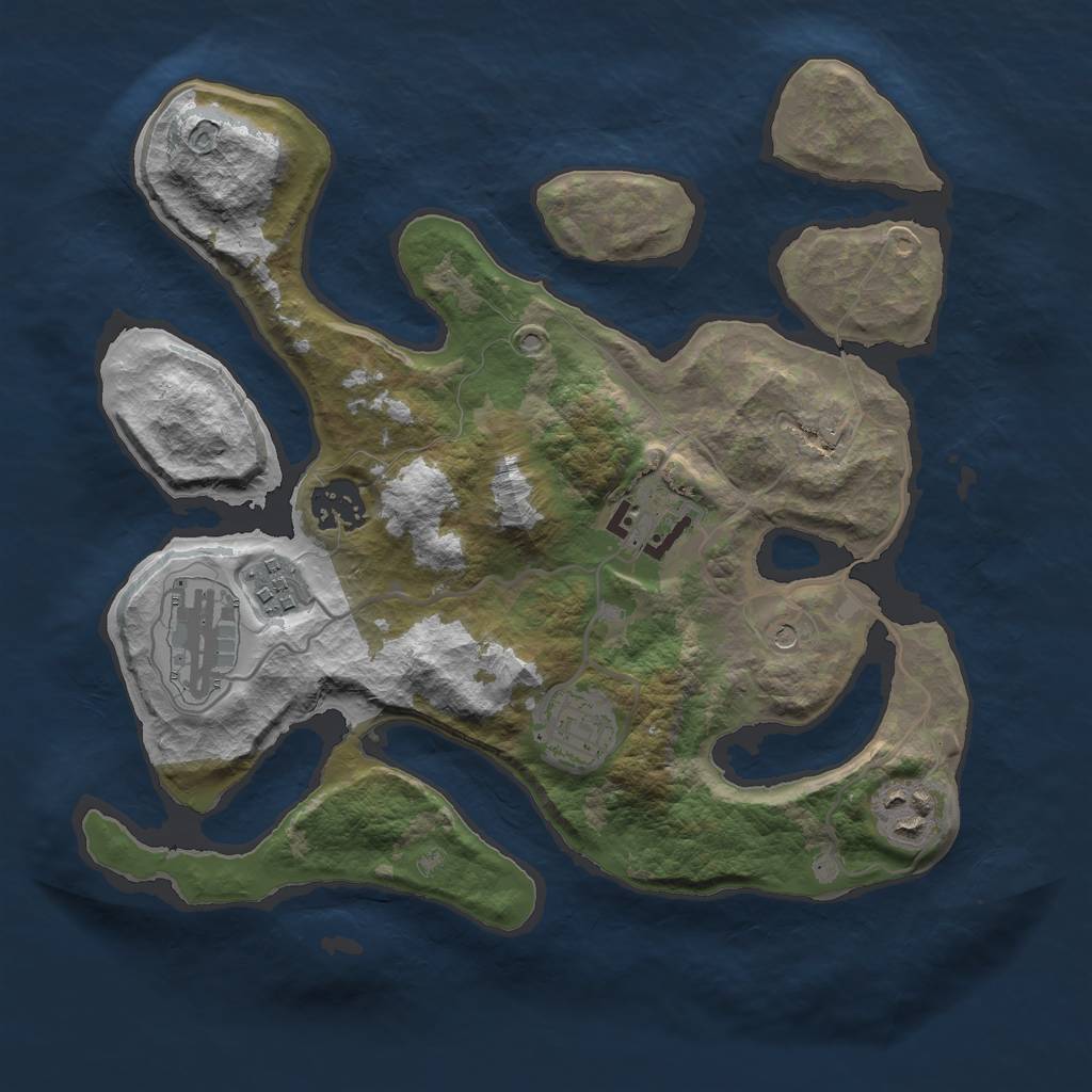 Rust Map: Barren, Size: 3000, Seed: 133308557, 9 Monuments