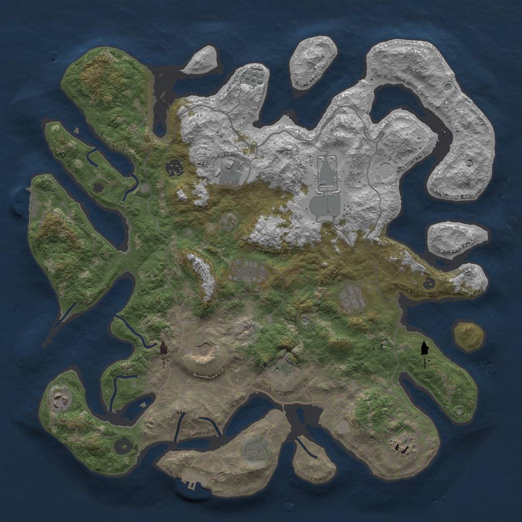 Rust Map: Procedural Map, Size: 4500, Seed: 1273982559, 19 Monuments