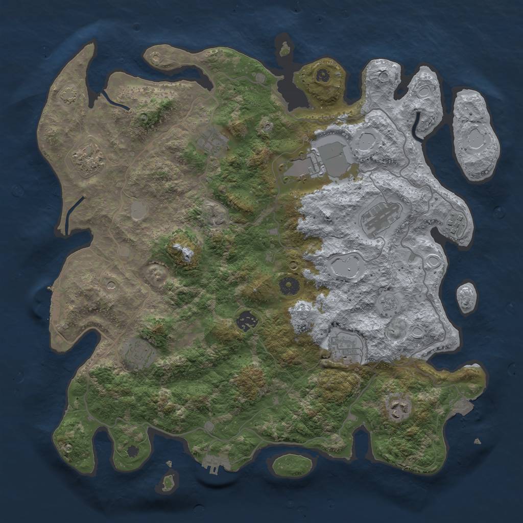 Rust Map: Procedural Map, Size: 4000, Seed: 13853, 17 Monuments