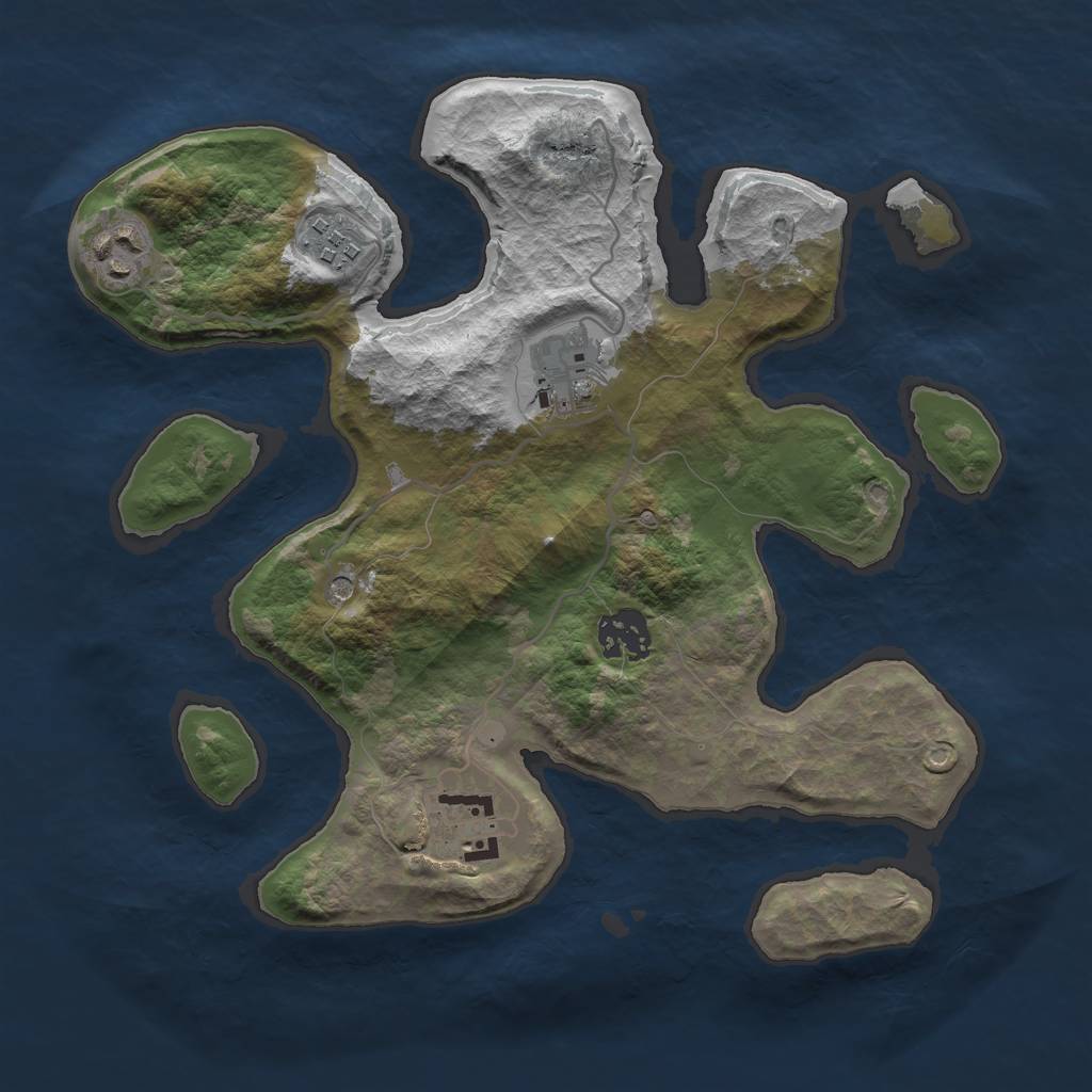 Rust Map: Barren, Size: 3000, Seed: 65, 8 Monuments