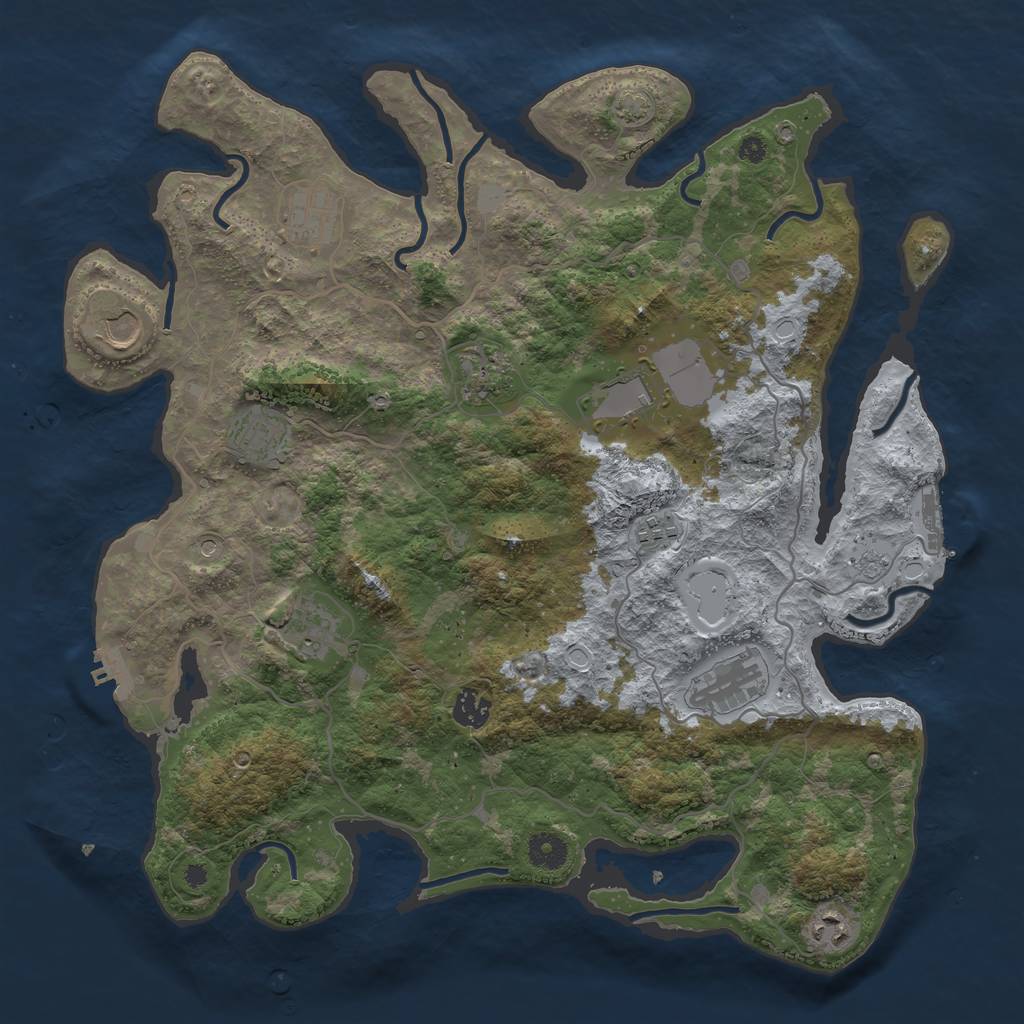 Rust Map: Procedural Map, Size: 4000, Seed: 425448769, 18 Monuments