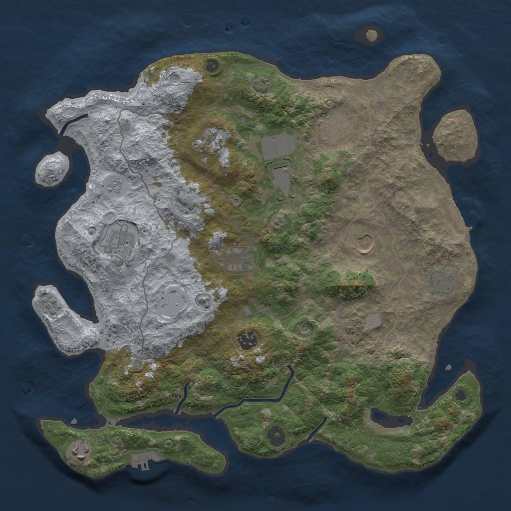 Rust Map: Procedural Map, Size: 4007, Seed: 1441133105, 18 Monuments