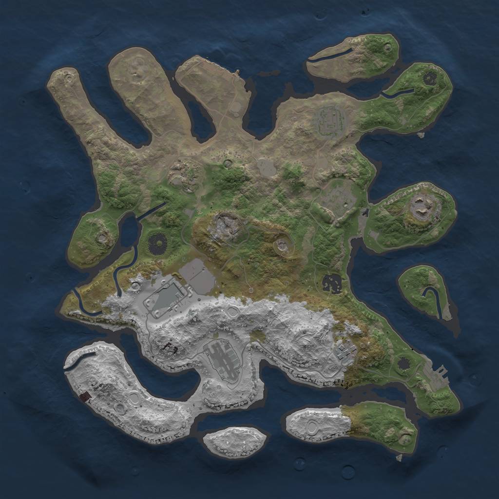 Rust Map: Procedural Map, Size: 3600, Seed: 12423, 16 Monuments