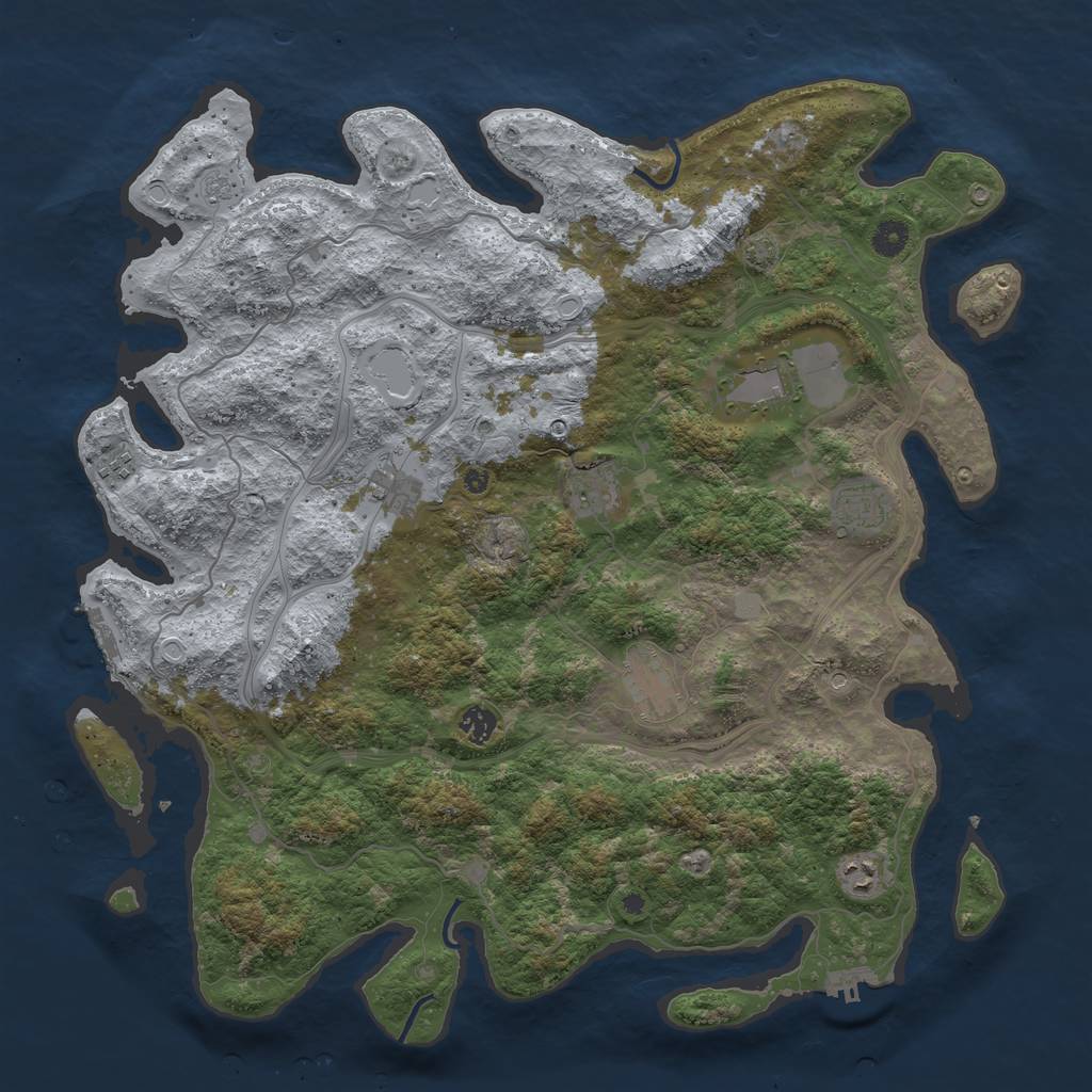 Rust Map: Procedural Map, Size: 4500, Seed: 2049698136, 16 Monuments