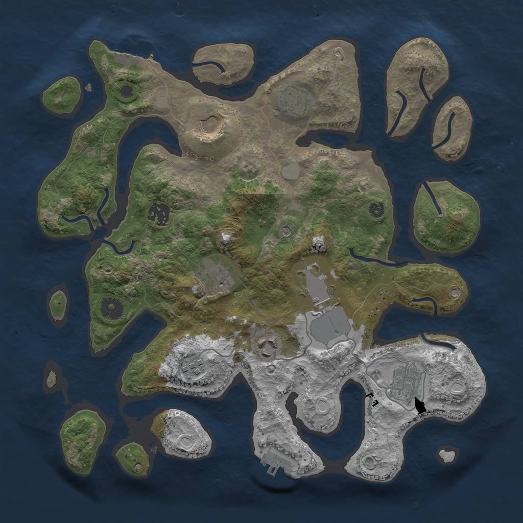 Rust Map: Procedural Map, Size: 3500, Seed: 54545455, 16 Monuments