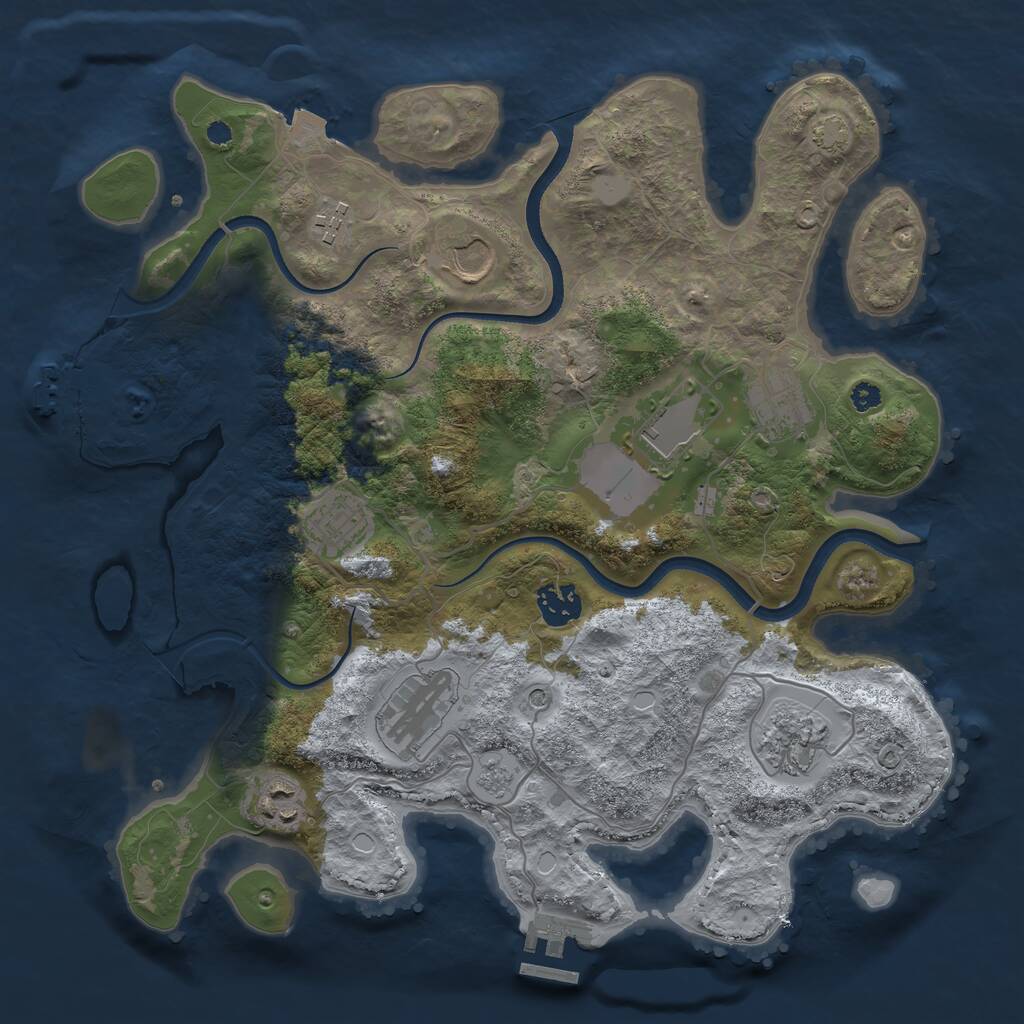 Rust Map: Procedural Map, Size: 3500, Seed: 54545455, 15 Monuments