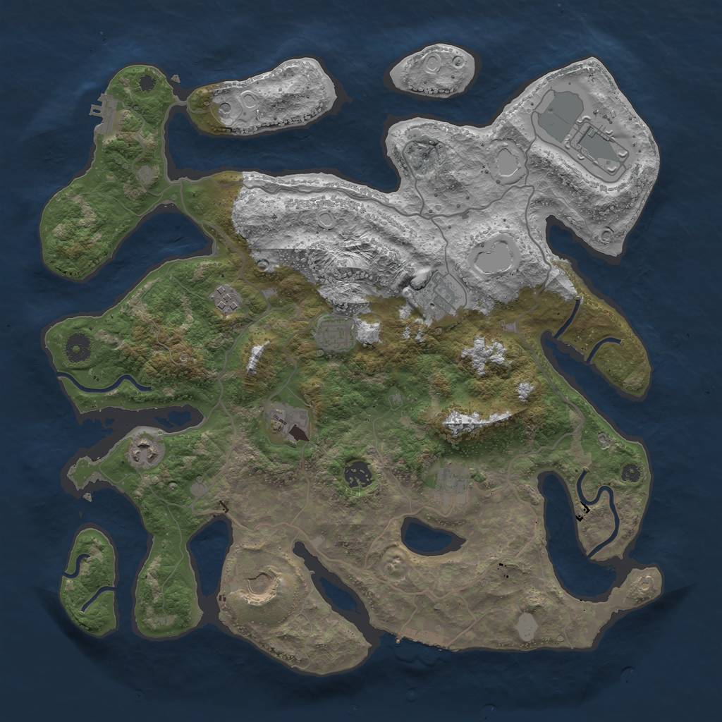 Rust Map: Procedural Map, Size: 4000, Seed: 1234567891, 17 Monuments