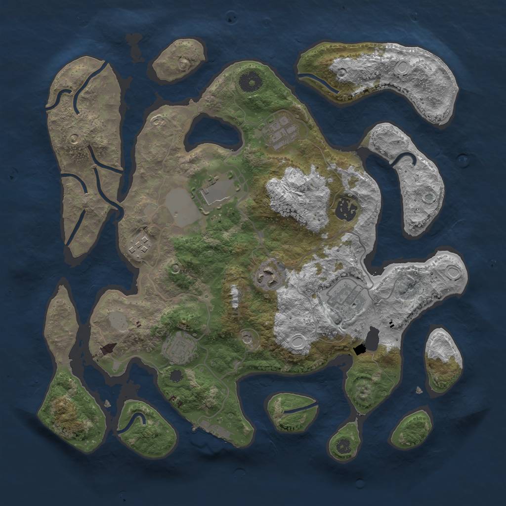 Rust Map: Procedural Map, Size: 3500, Seed: 310239865, 14 Monuments