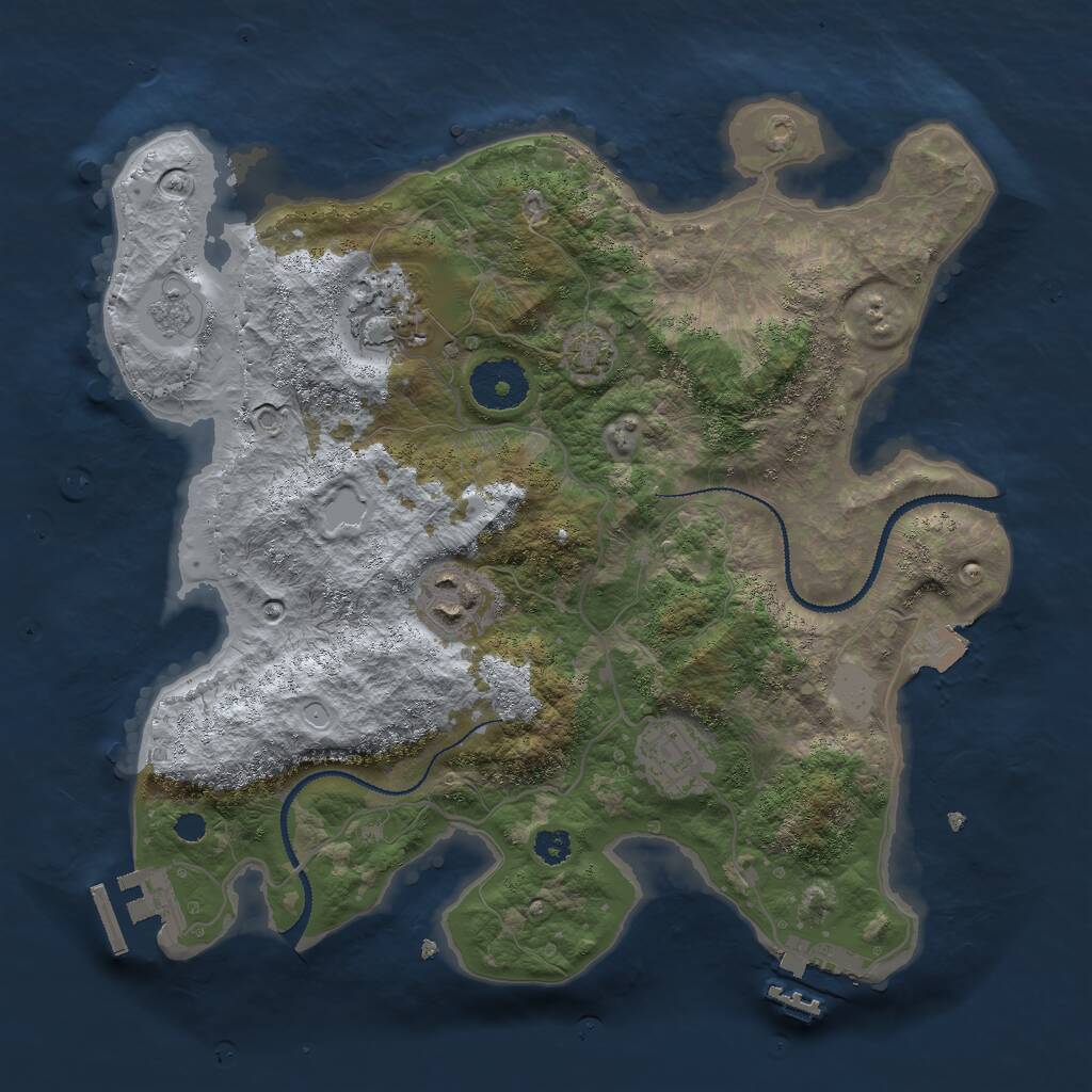 Rust Map: Procedural Map, Size: 3000, Seed: 4435661, 8 Monuments