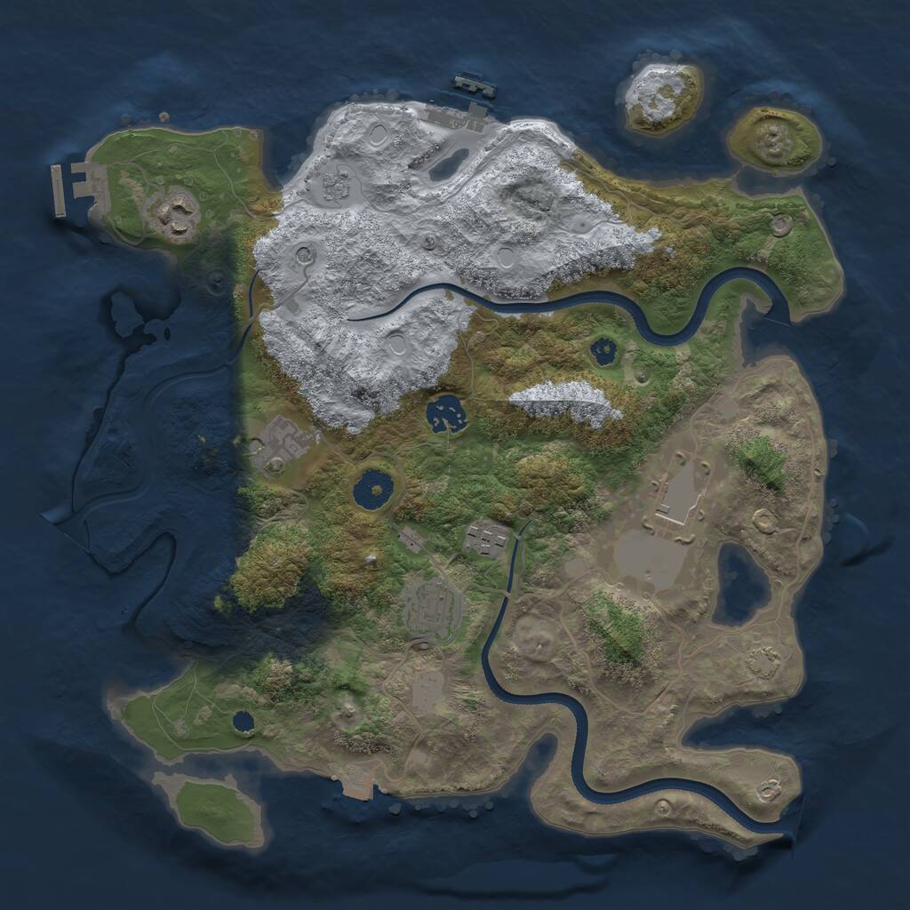 Rust Map: Procedural Map, Size: 3500, Seed: 4143537, 12 Monuments