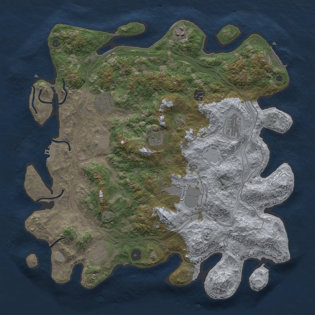 Rust Map: Procedural Map, Size: 4250, Seed: 995676405, 17 Monuments