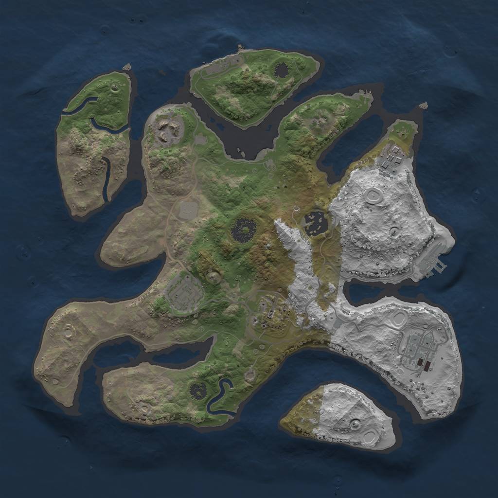 Rust Map: Procedural Map, Size: 3000, Seed: 2023723713, 13 Monuments