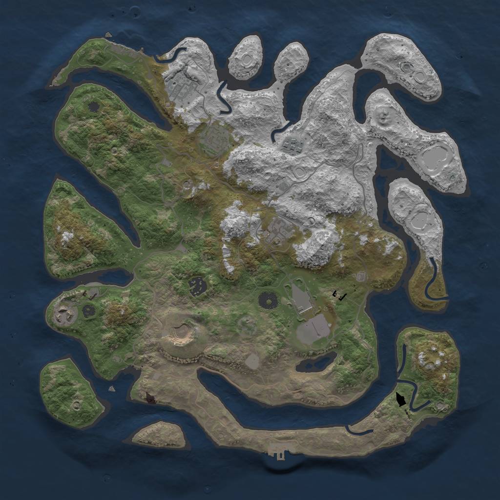 Rust Map: Procedural Map, Size: 4000, Seed: 700771693, 16 Monuments