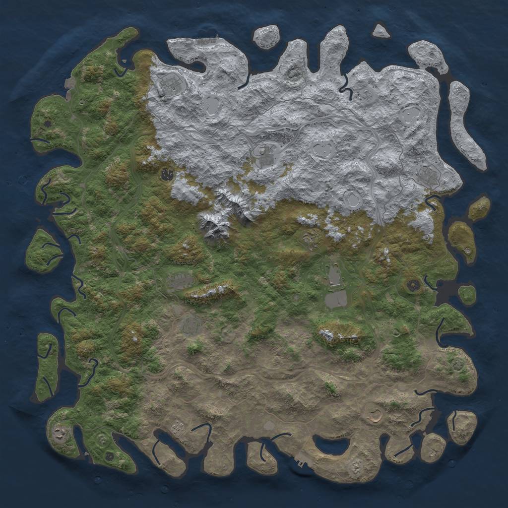Rust Map: Procedural Map, Size: 6000, Seed: 10110101, 19 Monuments