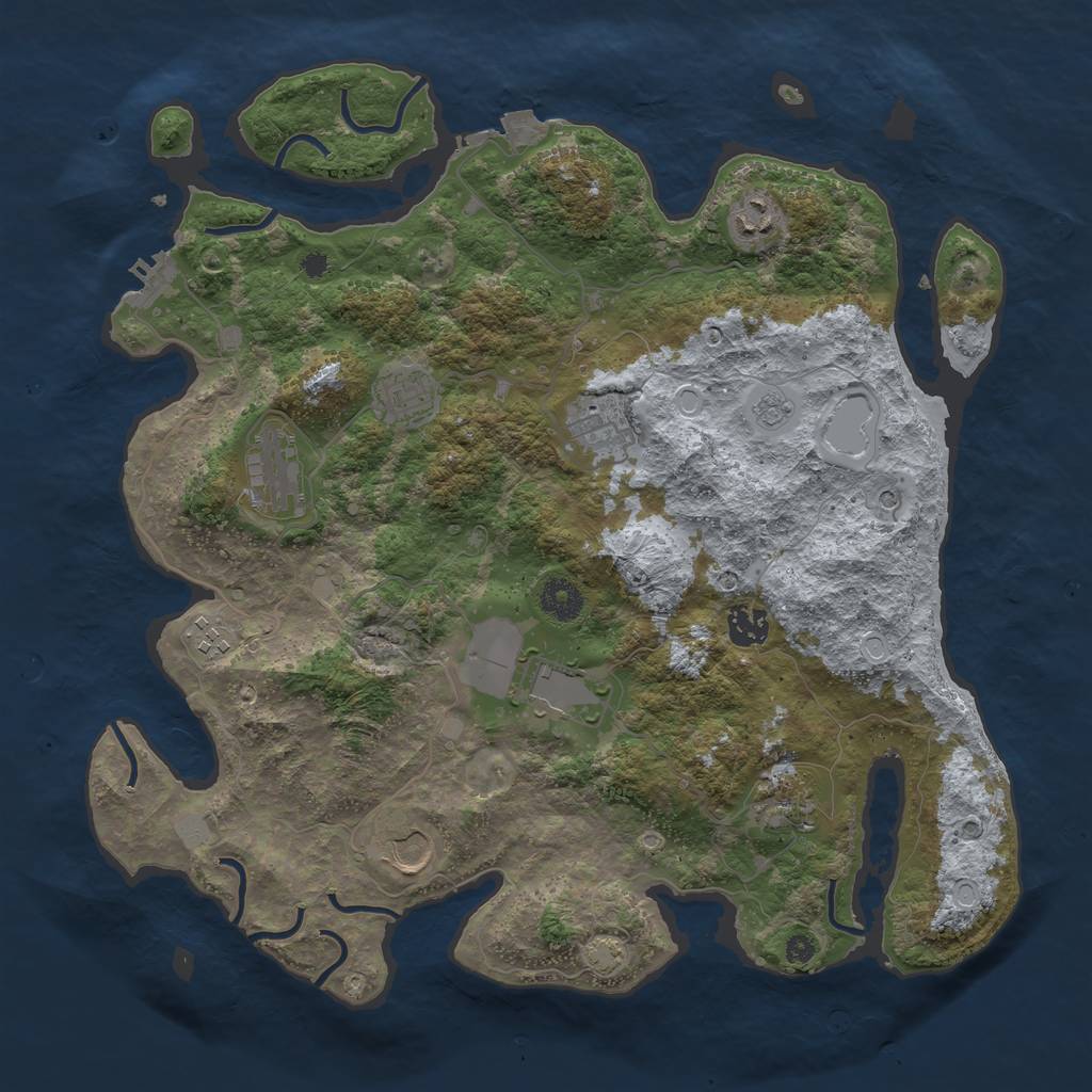 Rust Map: Procedural Map, Size: 3800, Seed: 613208490, 16 Monuments
