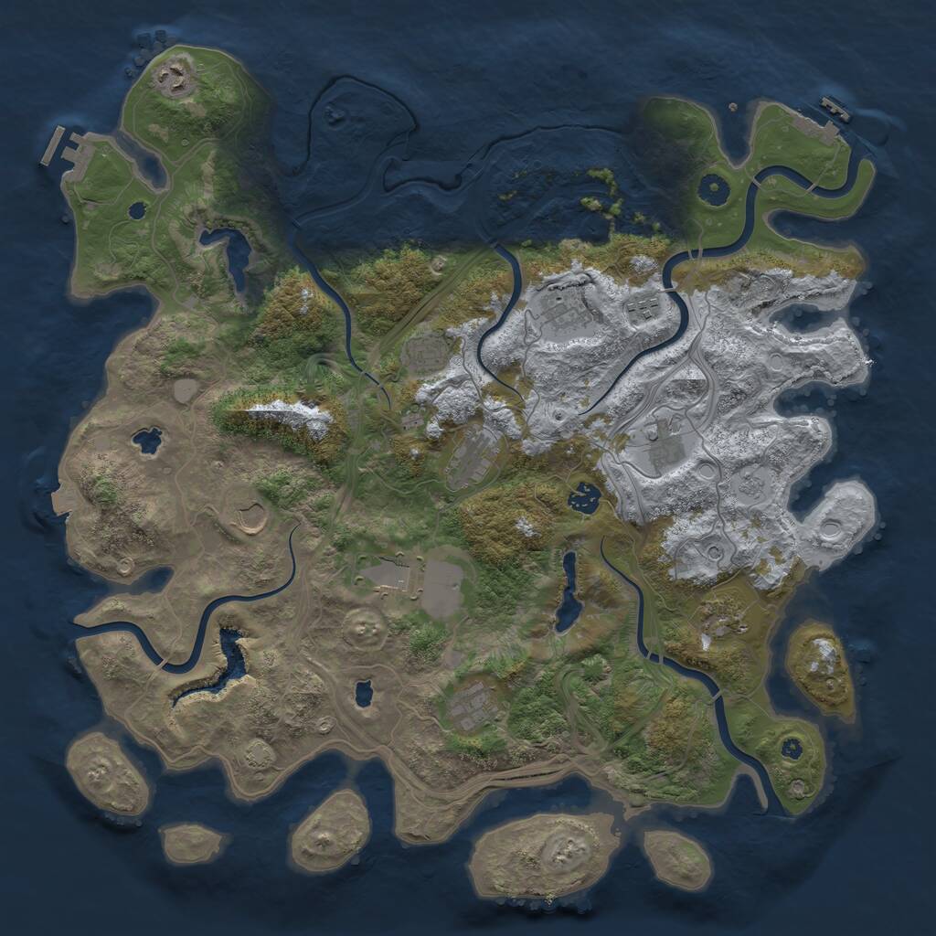 Rust Map: Procedural Map, Size: 4500, Seed: 333268906, 17 Monuments
