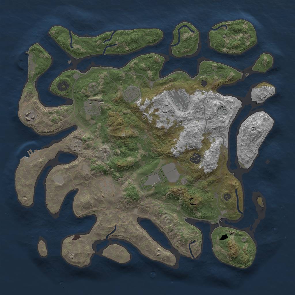 Rust Map: Procedural Map, Size: 4000, Seed: 413761986, 16 Monuments