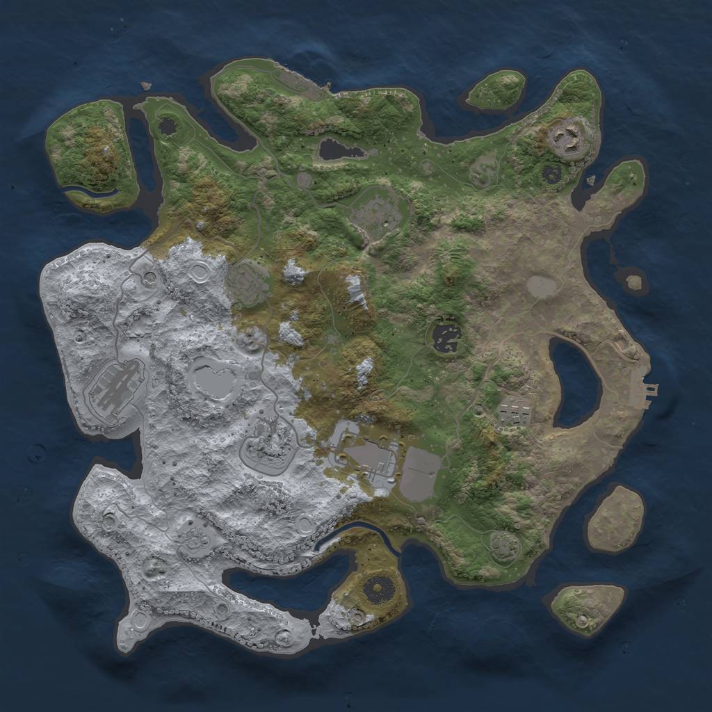 Rust Map: Procedural Map, Size: 3600, Seed: 840200610, 16 Monuments