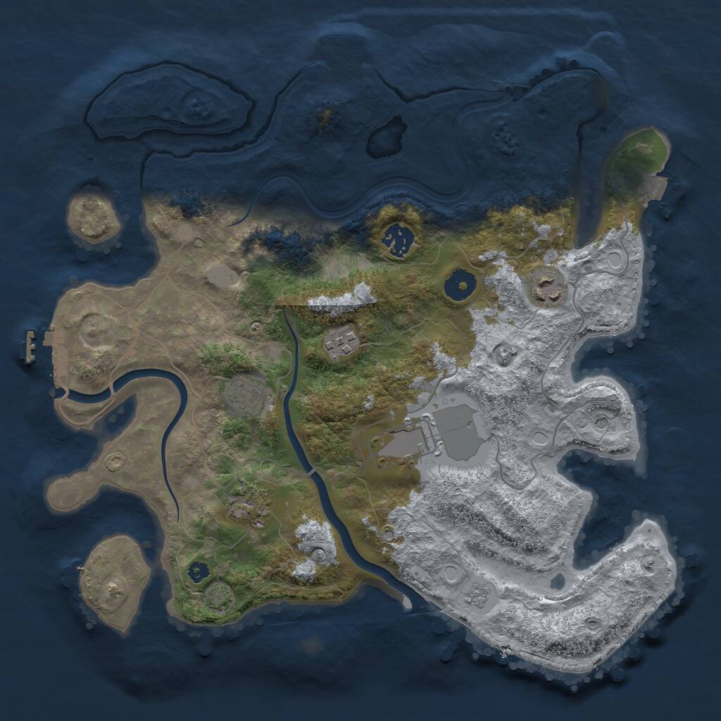 Rust Map: Procedural Map, Size: 3500, Seed: 1647208062, 12 Monuments