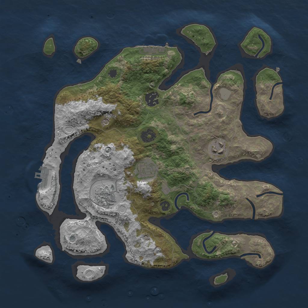 Rust Map: Procedural Map, Size: 3200, Seed: 25286, 12 Monuments
