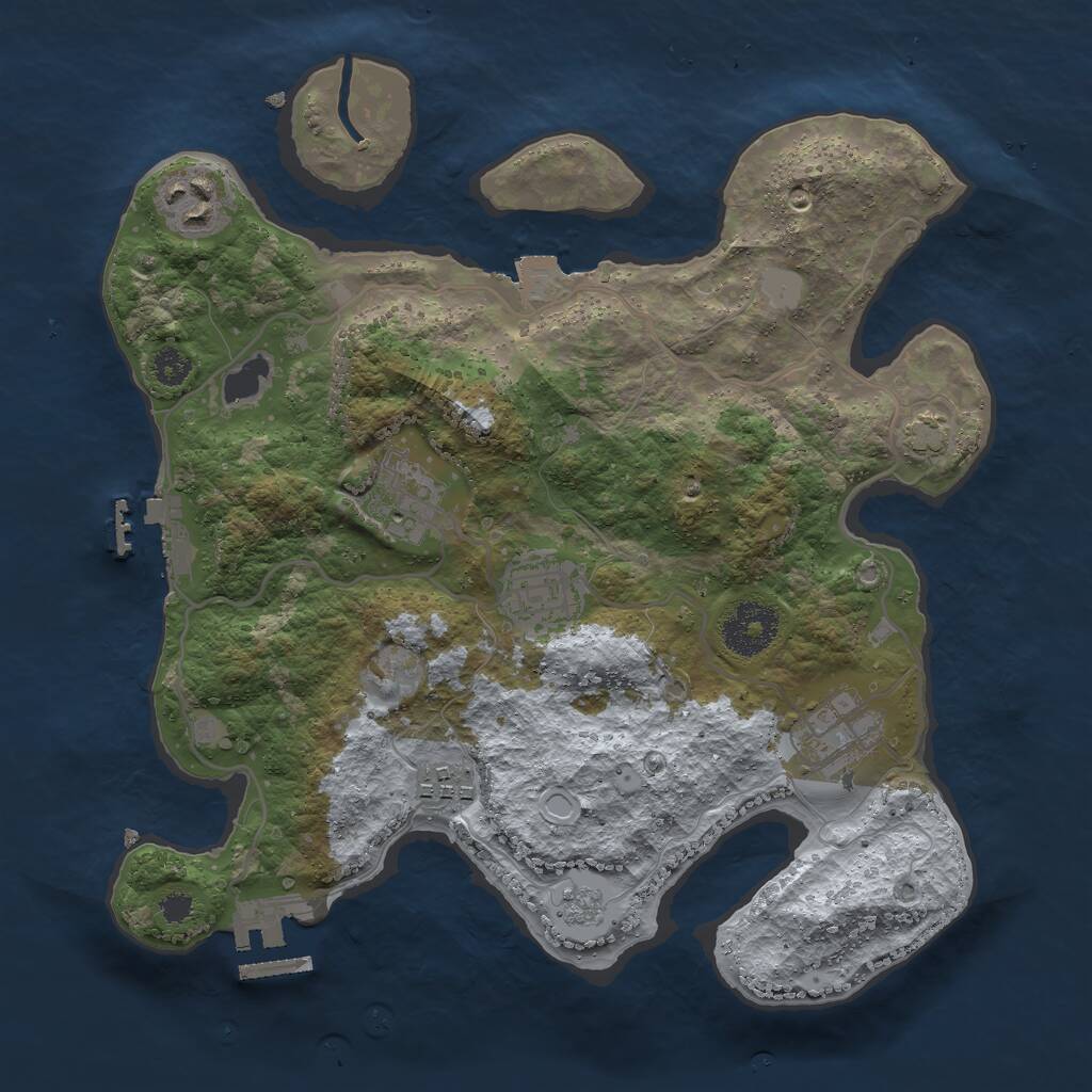 Rust Map: Procedural Map, Size: 3000, Seed: 977597737, 10 Monuments
