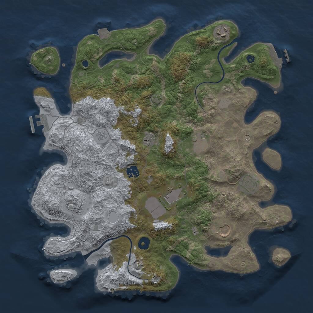Rust Map: Procedural Map, Size: 3800, Seed: 98765455, 14 Monuments
