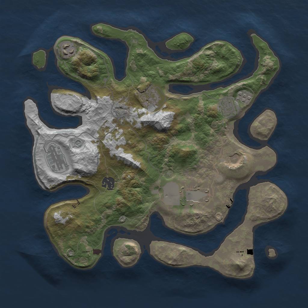 Rust Map: Barren, Size: 3500, Seed: 1246044480, 11 Monuments
