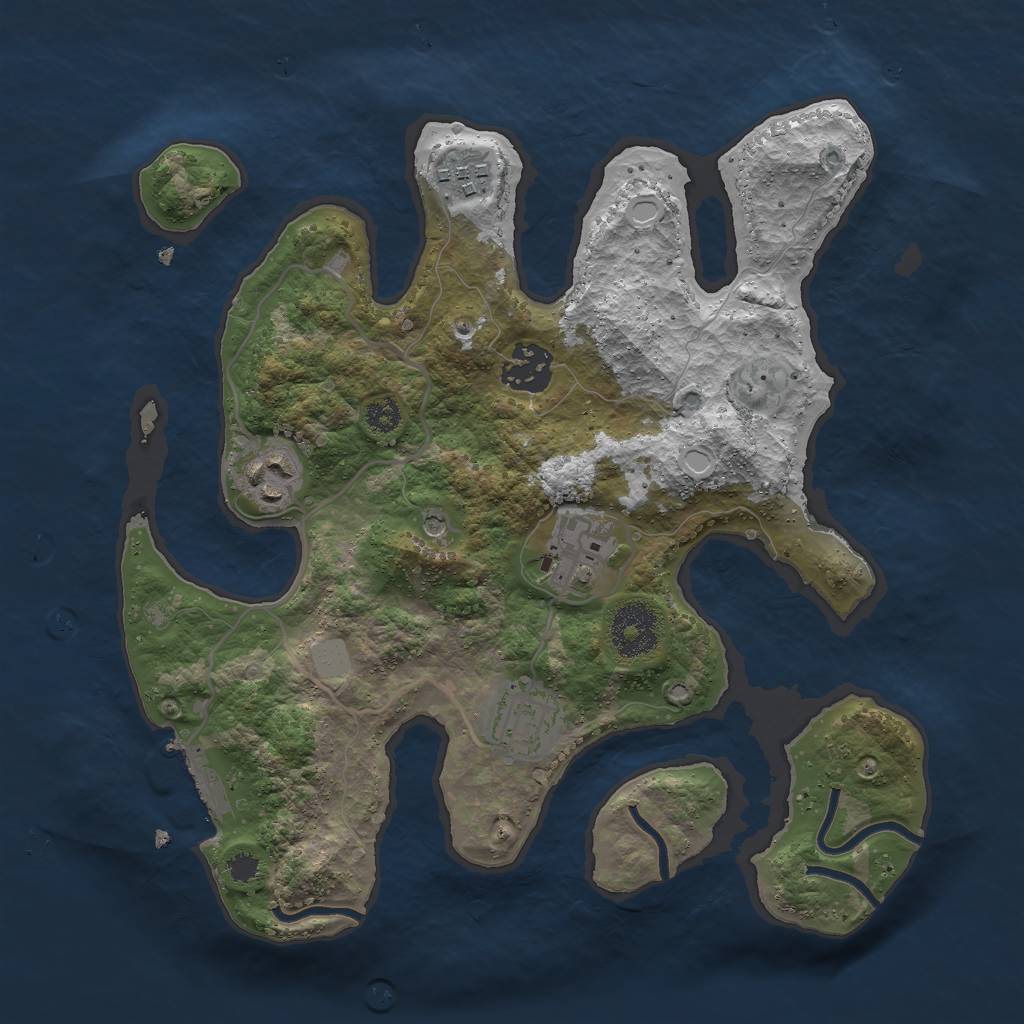 Rust Map: Procedural Map, Size: 3000, Seed: 400130, 12 Monuments