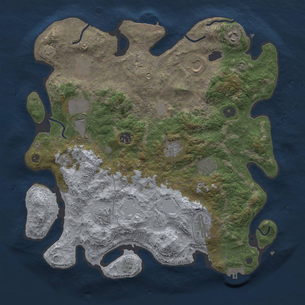 Rust Map: Procedural Map, Size: 3850, Seed: 1241829046, 18 Monuments