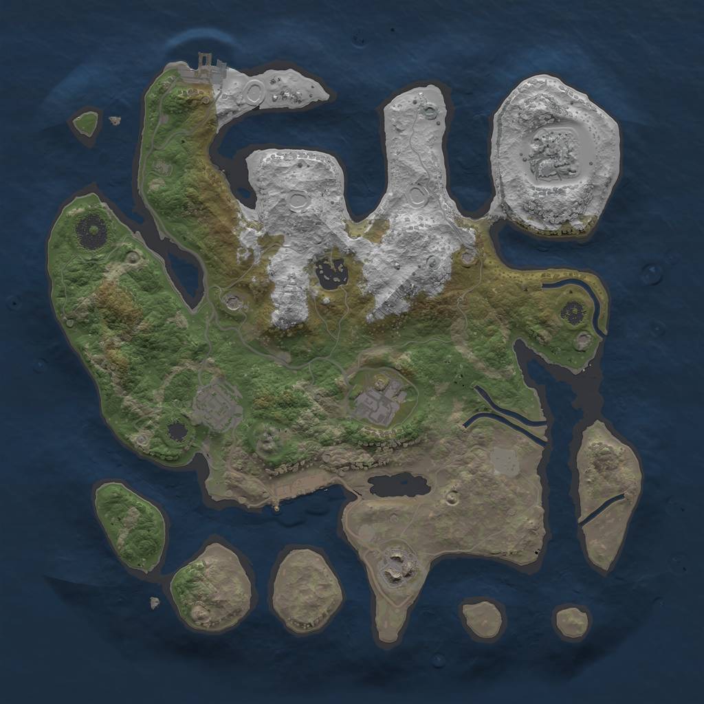 Rust Map: Procedural Map, Size: 3200, Seed: 643122, 13 Monuments
