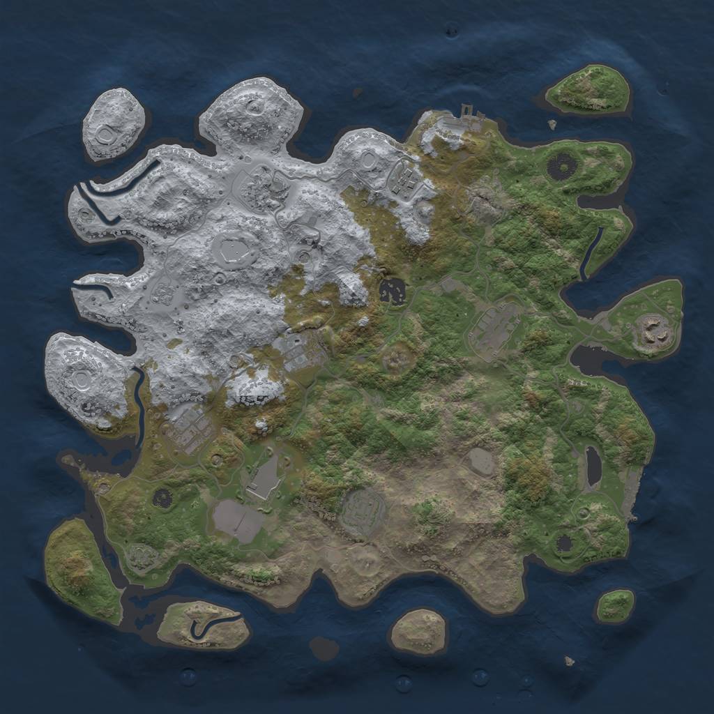 Rust Map: Procedural Map, Size: 3800, Seed: 126720129, 17 Monuments
