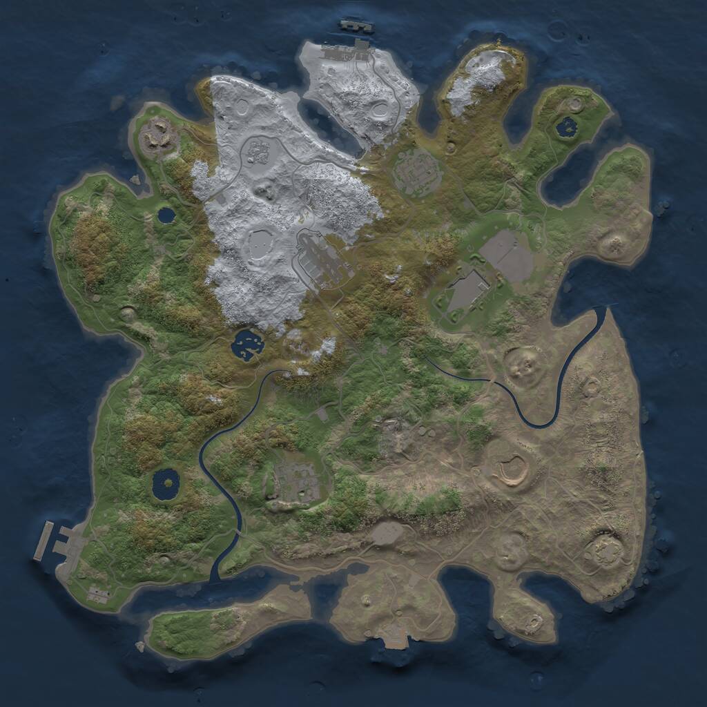 Rust Map: Procedural Map, Size: 3500, Seed: 610848050, 12 Monuments