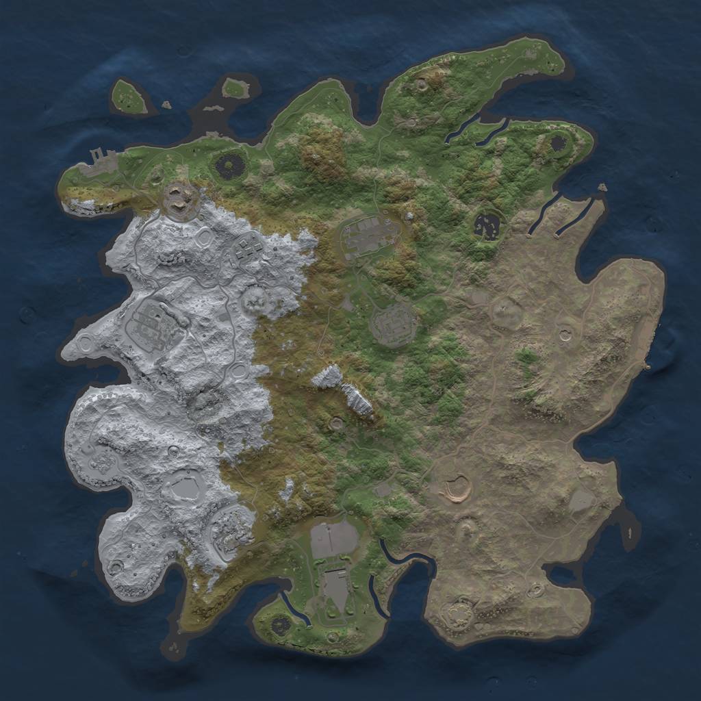 Rust Map: Procedural Map, Size: 3850, Seed: 456766, 17 Monuments