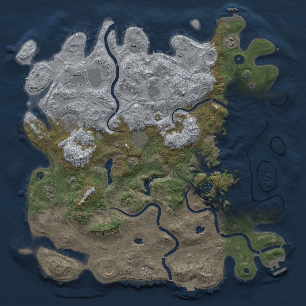 Rust Map: Procedural Map, Size: 4500, Seed: 68645085, 16 Monuments