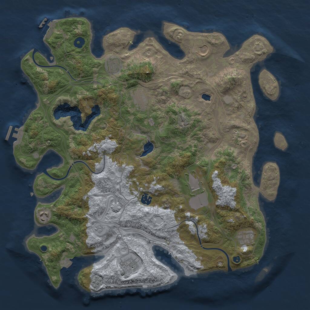 Rust Map: Procedural Map, Size: 4250, Seed: 720291500, 16 Monuments