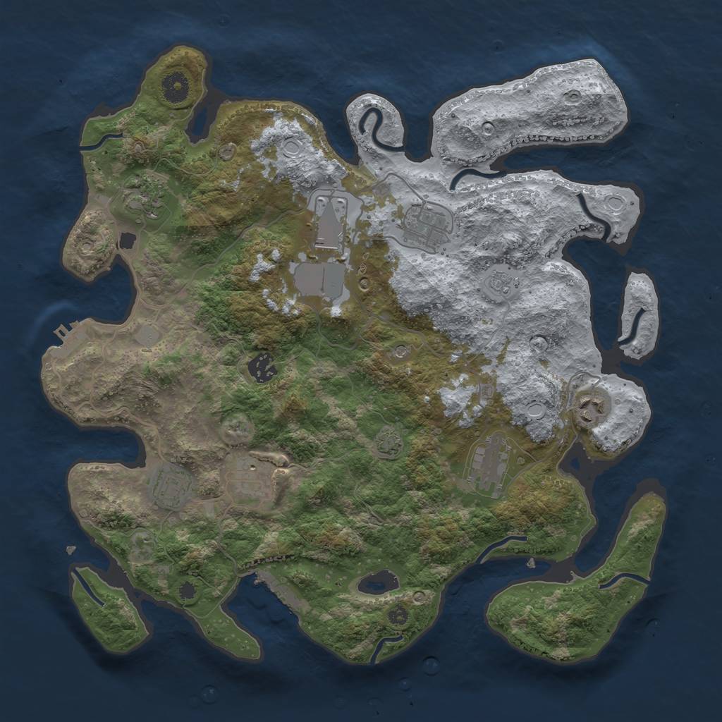 Rust Map: Procedural Map, Size: 3750, Seed: 5345344, 16 Monuments