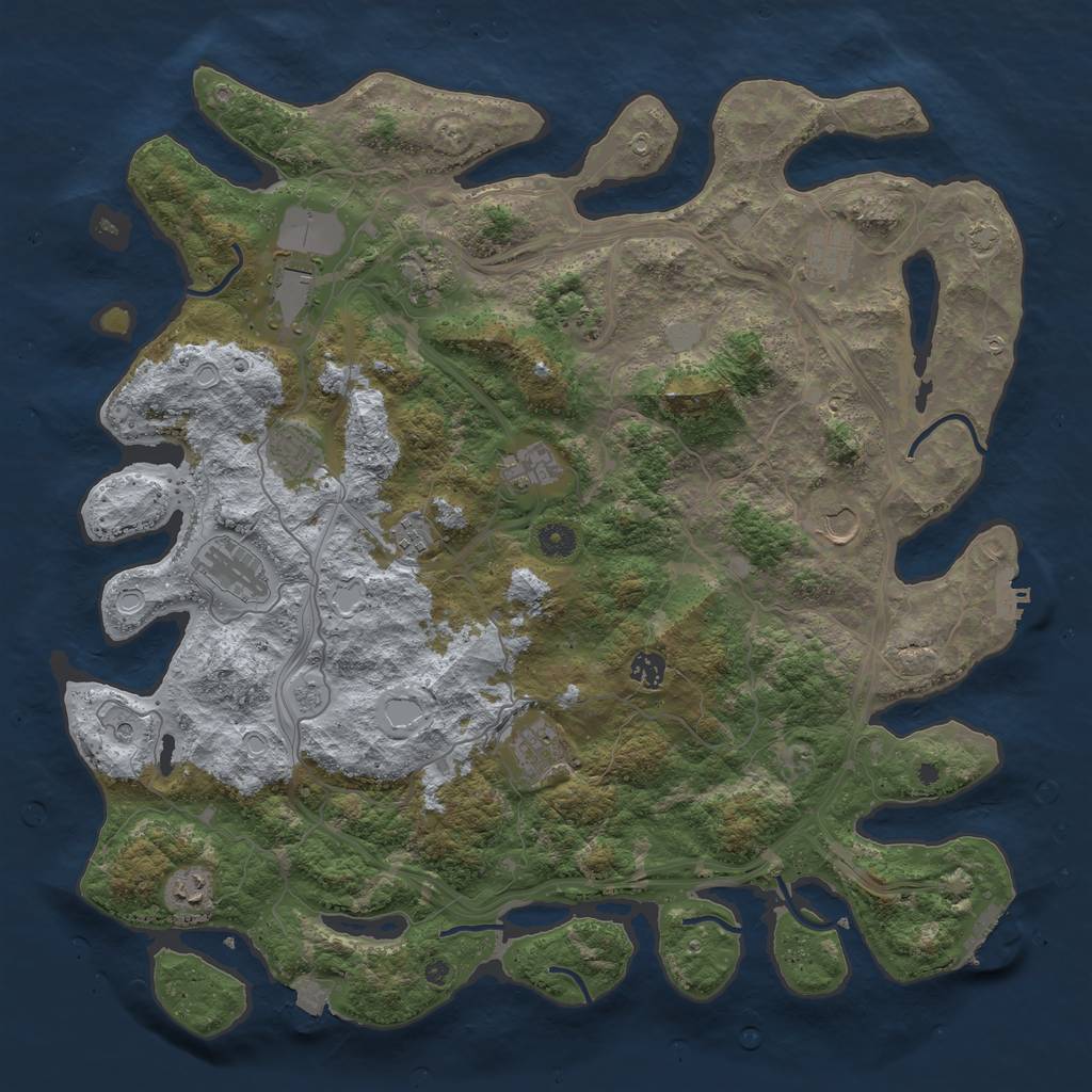 Rust Map: Procedural Map, Size: 4500, Seed: 1816174011, 19 Monuments