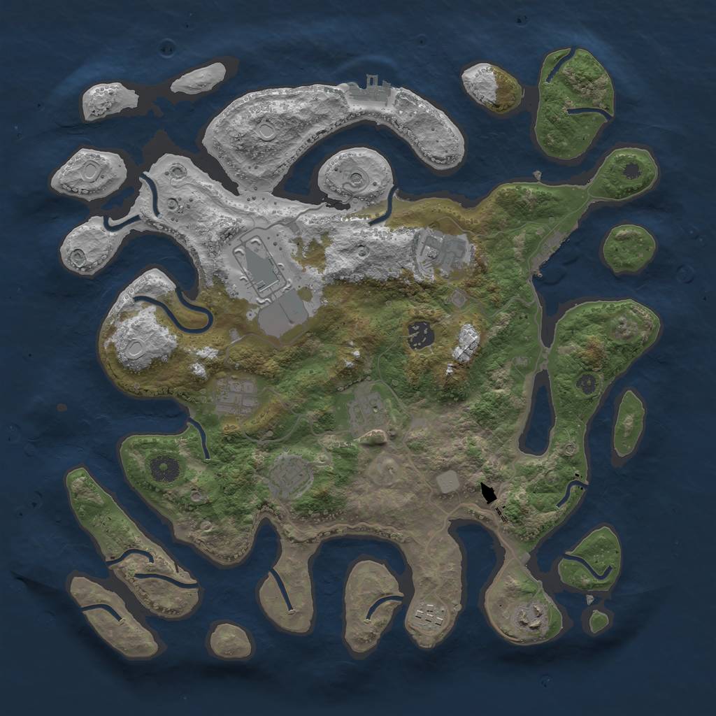 Rust Map: Procedural Map, Size: 3800, Seed: 364237, 16 Monuments