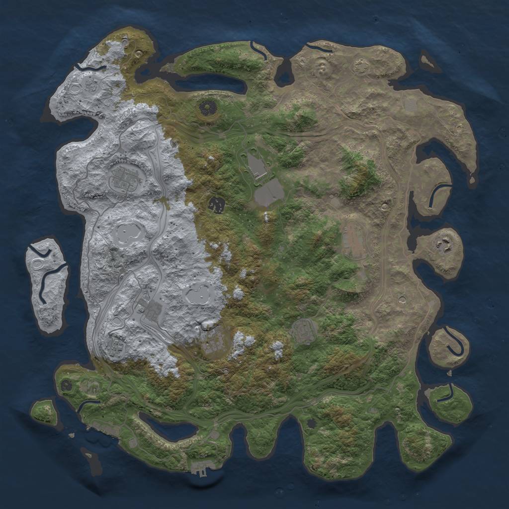 Rust Map: Procedural Map, Size: 4500, Seed: 4122021, 17 Monuments