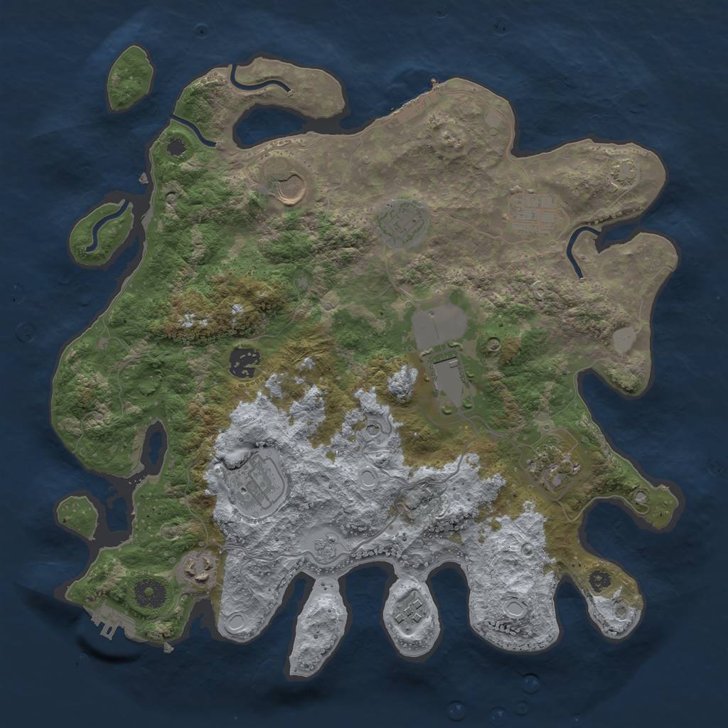 Rust Map: Procedural Map, Size: 3500, Seed: 1964465316, 17 Monuments