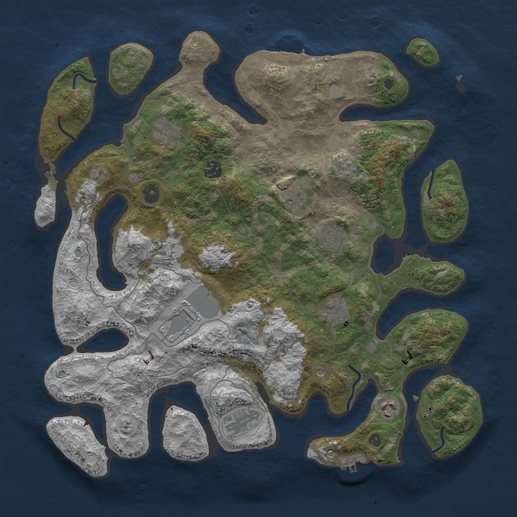 Rust Map: Procedural Map, Size: 4250, Seed: 1532703443, 18 Monuments