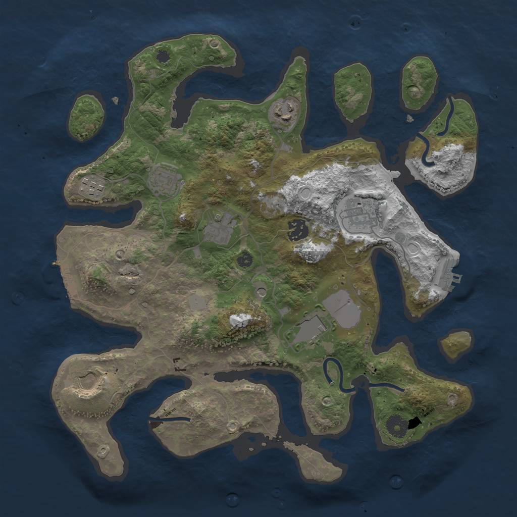 Rust Map: Procedural Map, Size: 3500, Seed: 2427643, 16 Monuments